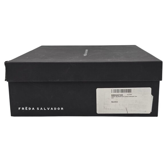 NEW Freda Salvador Emi Combat Boots Womens 5M Creme Leather Croc Embossed Shoes - Picture 8 of 16